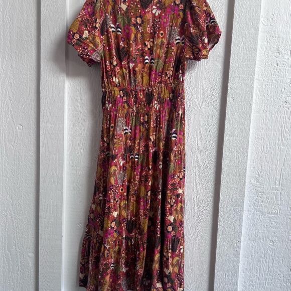 TARGET Latino Heritage XS Print Floral Tiered Dress Midi Festive - Picture 6 of 6